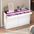 8 Drawers Closet Island With Tempered Glass Top, Walk-In Closet Island & Dresser With Jewelry Storage, Bedroom Storage Cabinet For Closet, Cloakroom, White