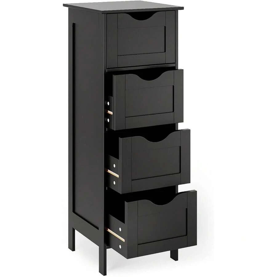 4-Drawer Wooden Freestanding Storage Unit, Small Side Organizer